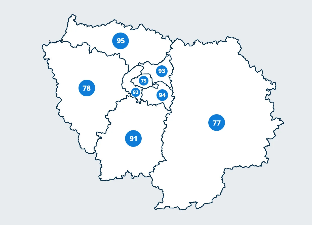 Carte des département d'Île-de-France