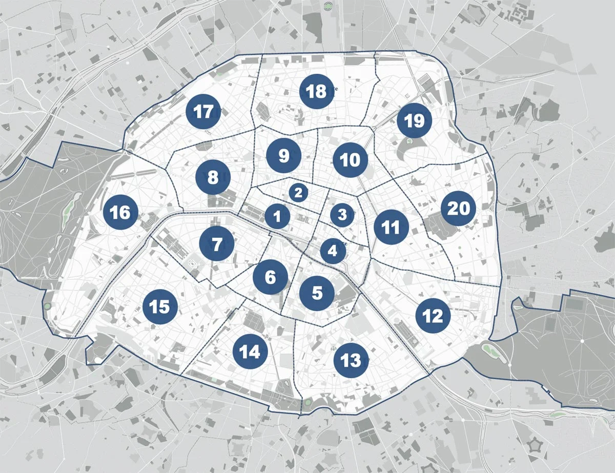 Carte des arrondissements de Paris