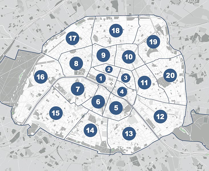 Carte des arrondissements de Paris